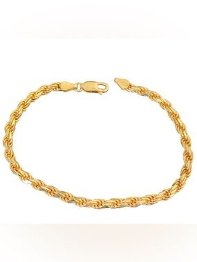 Gold Plated 925 Stamped Unisex Rope Chain Bracelet 9 inches